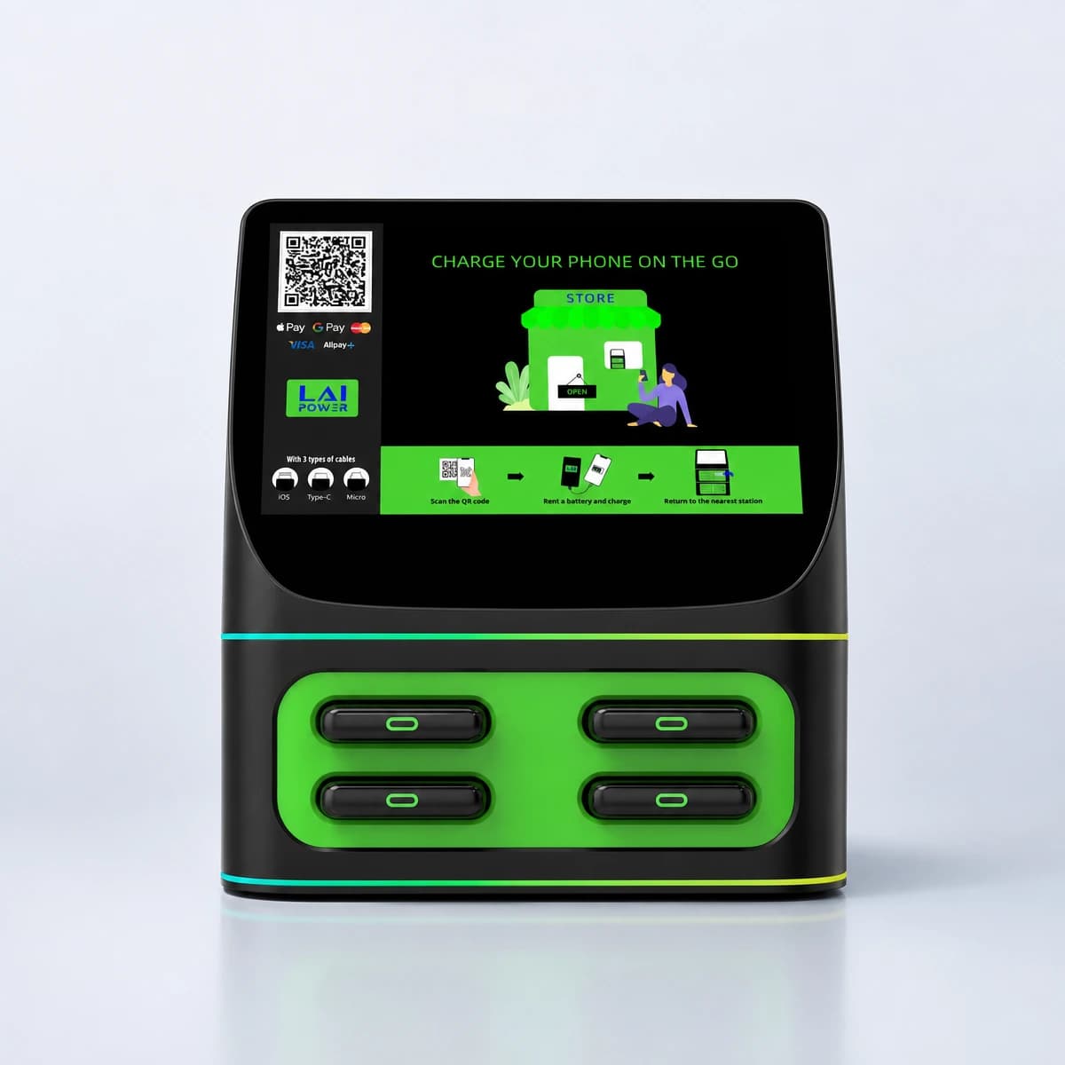 Stesen pengecasan bertingkat LaiPower dengan skrin - 4-slot
